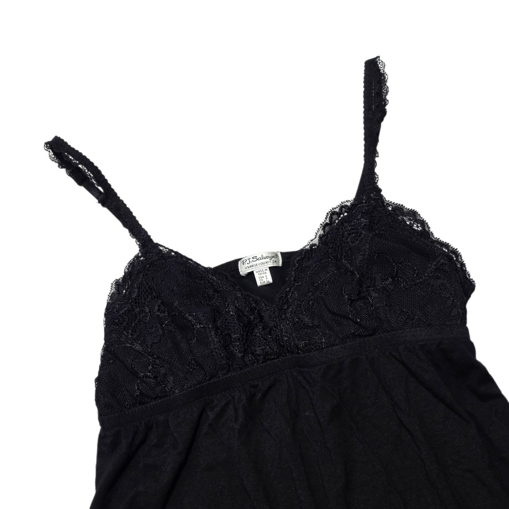 PJ Salvage Black Lace Trim Spaghetti Strap Nightgown Sleep‎ Dress Size S